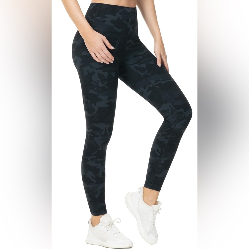 Spanx Leggings Womens 3X Black Camo High Rise Shaping Slimming Stretch